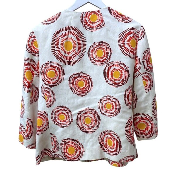 KASPER Linen Blend Blazer Size 12 Starburst Print 3/4 Sleeve Womens Jacket - Picture 3 of 7